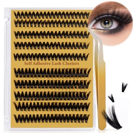 Lashes Individual Cluster Eyelash Clusters - Wispy Cluster Lashes DIY Eyelash Extensions 10-16mm Length Fluffy D Curl Cluster Eyelashes with Tweezers for Makeup at Home (200 clusters - 04)