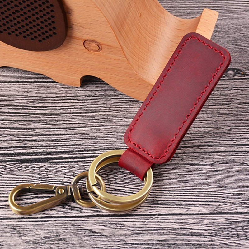 CHROME CRANE Men's Leather Cowhide Leather Cord Key Ring Retro