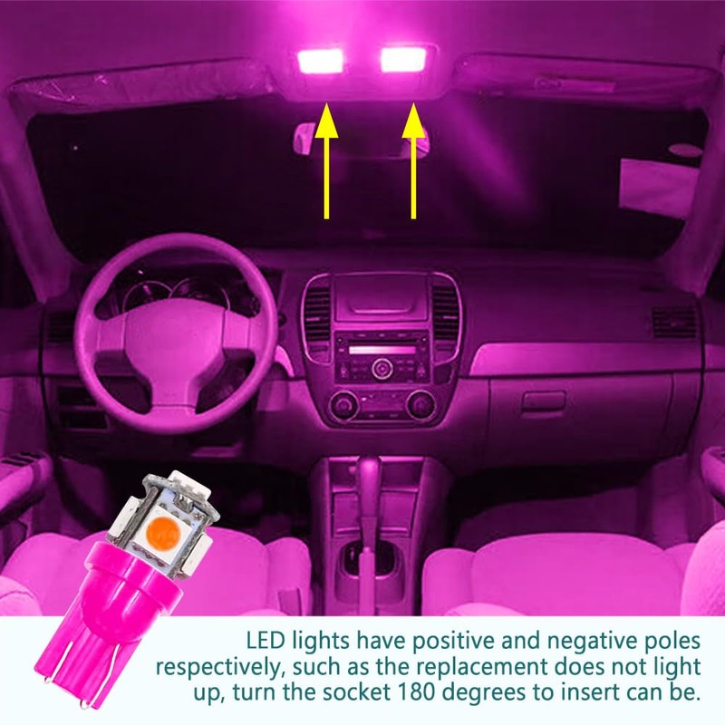 HEVLE 10Pcs T10 Car Interior LED Bulb, 5SMD 5050 Bright