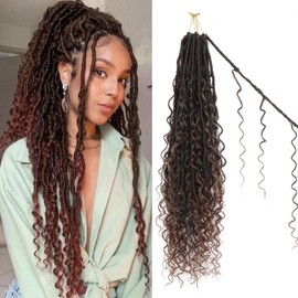 FANWYFYU 8 Packs Boho Faux Locs Crochet Hair 24 inch Goddess Locs Boho Soft Locs Crochet Hair with Curly Ends Pre-looped Long Bohemian River Locs Crochet Hair For Women (T30#)