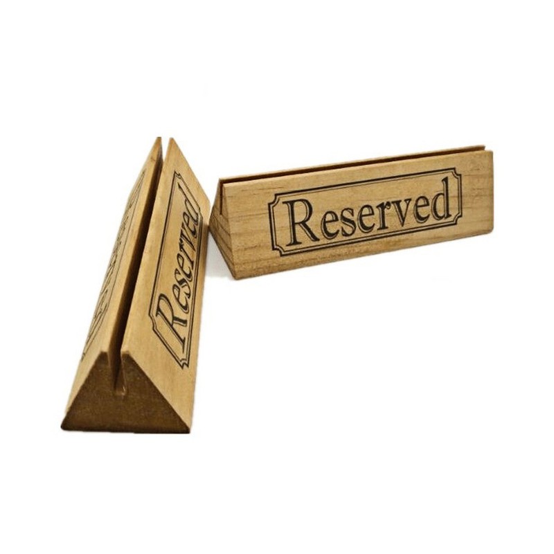 Set of 2 Wooden Table Reserved Bar Restaurant Cafe Reserved