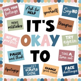 Mental Health Poster IT’S OK to Boho Bulletin Board Set Therapy Classroom Decorations Growth Mindset Inspirational Positive Affirmations Wall Art Decor for Kid Teacher School Counselor Supplies