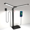 Desk Lamp, Dual Head, Height Adjustable, Dimmable Bedside Lamp with