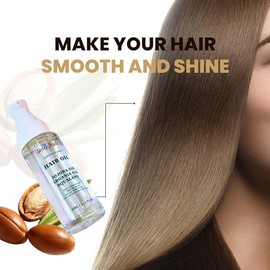 Mezcla De Lujo Aceite Para El Cabello, Aceites De Argán Y Jojoba, Nutritivo, Suavizante, Reparador, Orgánico, Todo Tipo De Cabello 1.01Oz. Claro