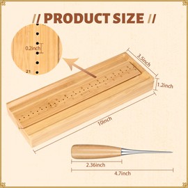 Bamboo Book Binding kit with an Awl, Signature Punching Tools for Bookbinding Kit, Wood Bookbinding Punch Guide Supplies Set with Piercing Guid Awl and Cradle, Waxed Thread, Needle Binder Paper Clips