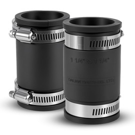 DLYYPLUS 2 Pcs 1-1/4 IN Flexible PVC Pipe Coupling with Stainless Steel Clamps Fit 1-1/4 IN Nominal Pipes, Couplers for Plastic and Copper Pipe Plumbing Connections, Drain Repair, Dust Hose