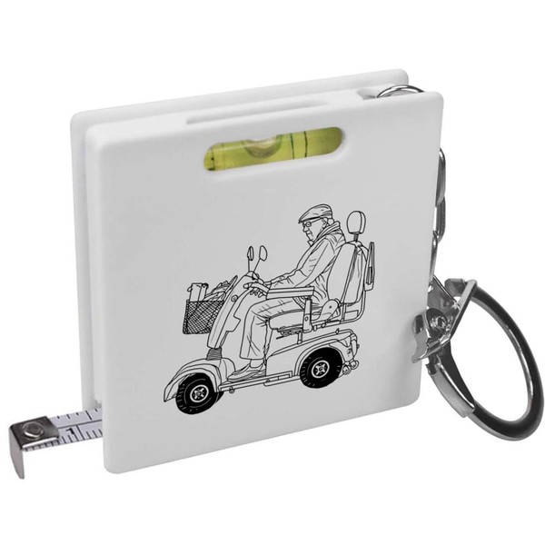 Azeeda 'Man On Mobility Scooter' Keyring Tape Measure/Spirit Level Tool