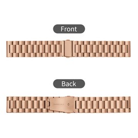 TStrap Uhrenarmband aus Metall 16mm - Roségold Uhrenarmbänder mit Schnellverschluss für Herren und Damen - Smartwatch Armband aus Gebürstetem Massivem Edelstahl Ersatzband - 16mm 18mm 20mm 22mm