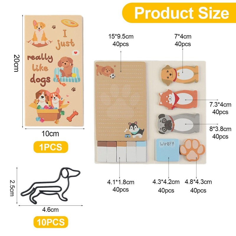 1 Piece Puppy Notepad and 10 Pieces Puppy Paper Clips,