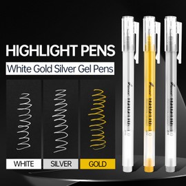 Gold Pens, 3Pack,1mm Extra Fine Point, Gold Gel Pens for Artists, Gold Gel Pen, Gold Ink Pen, Gold Pens for Black Paper, Gold Drawing Pens,Gold Pen for Artists Drawing