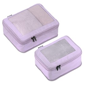 Aerotrunk Compression Packing Cubes for Travel - Luggage Organizer Bags - Double Zipper Packing Cubes for Suitcases (2-Pack, Purple)