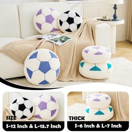 XVTRU World Cup Soccer Throw Pillow Round Football Decorative Pillows Pillow Aesthetic Soccer Ball Shaped Plush Cushion for Room Decor (Pink,12 Inch)