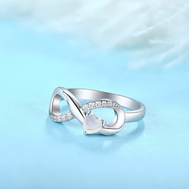 STARCHENIE Infinity Promise Ring 925 Sterling Silve Angel Wings Heart