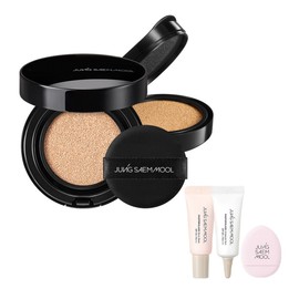 Jeong Saem Mool Essential Skin Nude Longwear Cushion (Refill Included) Glow Base 5ml + Ampoule Sun 5ml + Skinny Tap Puff Light Pink / 정샘물 에센셜 스킨 누더 롱웨어 쿠션(리필포함) 글로우베이스5ml + 앰플선 5ml + 스키니탭퍼프연핑크