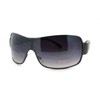 Mens Oversized Rectangular Shield Designer Fashion Warp Sunglasses Gunmetal