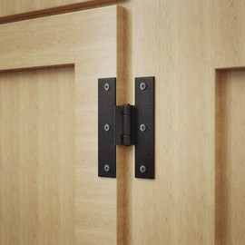 Renovators Supply Manufacturing Colonial Black Wrought Iron 3.5 In. Offset H Hinge, Rust Resistant, Powder Coated, 6 Holes, Includes Screws