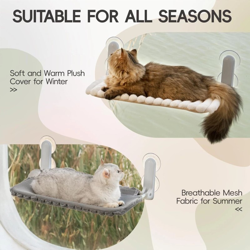 MewooFun 2 PCS Large Folding Cat Window Perch with Suction