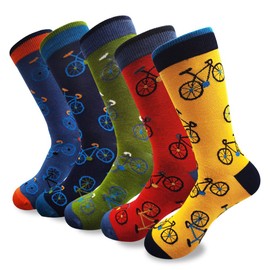 Lavencious Mens Bamboo Mid-Calf Cycling Sports and Dress Socks for Men Sock Size 10-13,13-15, Bicycle,(13-15 XLarge)