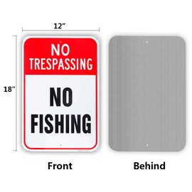 Large No Fishing Sign, 18"x 12" .04" Aluminum Reflective Sign Rust Free Aluminum-UV Protected and Weatherproof