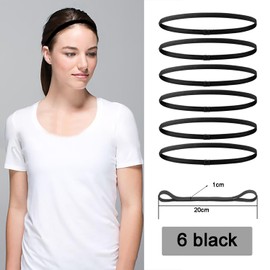 Pack of 6 Men's Hair Bands, Hair Band Boys Sports, Elastic Headbands, Non-Slip Hair Band, Men's Elastic Hair Band, Non-Slip Headbands, Women, Thin (6 Black)