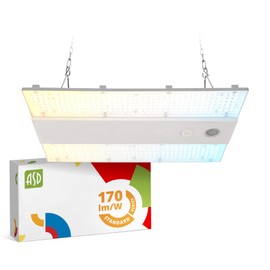 ASD LED Linear High Bay Light Fixture, Commercial Shop Lighting | 3CCT, Dimmable, Power Adjustable, DLC Premium, UL Listed | 100W 16000LM 3500-5000K 100-277V | Warehouse, Garage, Workshop Lamp | White