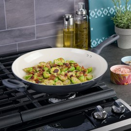 Spice by Tia Mowry 14 Inch Nontoxic Nonstick Ceramic Interior Large Aluminum Fry Pan - Grey (106952.01R)