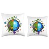 Earth Globe Insects Flowers Butterflies World Environment Throw Pillow
