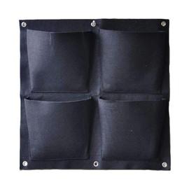 tooloflife Wall Hanging Planter Bags Plant Bag Flower Bag Black Balcony Railing Fence Flowers Herb Vegetable Plants (Square, 4 Pockets)
