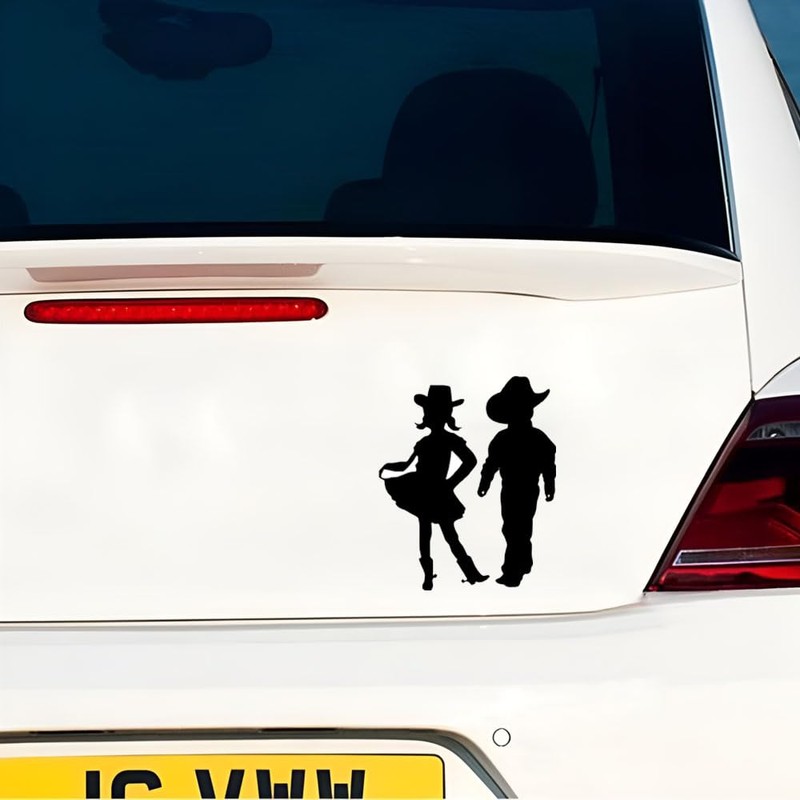 Western Silhouette Vinyl Decal Stickers, 2-Pack, Decorative Waterproof Design for