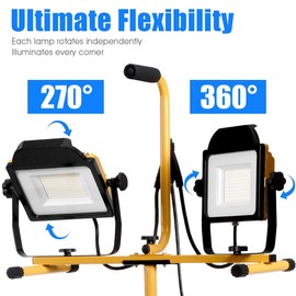 Tangkula 20000 Lumen Dual-Head LED Work Light, w/Iron Telescopic Tripod Stand, Waterproof Portable Work Site Lighting, Detachable & Rotatable 120V Work Light, IP65, w/ 9' Cord (20000 Lumen)
