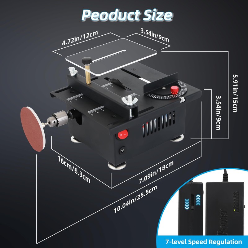 Adjustable Mini Table Saw for Woodworking, Portable Craft Saw with