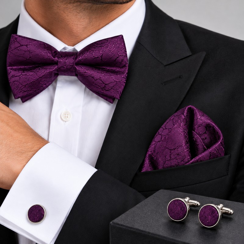 Men's Paisley Suspenders and Bow Tie Set for Formal Wear