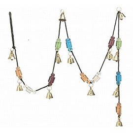 Amazing Chime with Twelve Polished Brass Bells 0.75" High with Beautiful Beads on 48" Long String