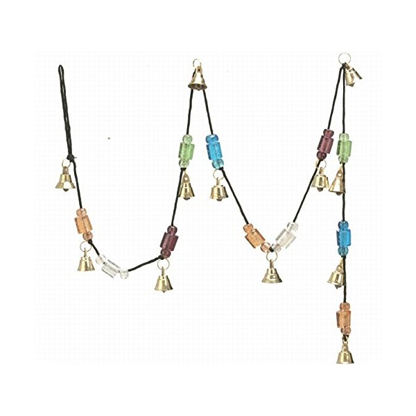 Amazing Chime with Twelve Polished Brass Bells 0.75" High with Beautiful Beads on 48" Long String