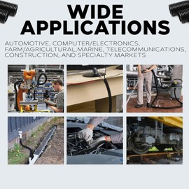 American Terminal 1/2" X 100 ft Split Wire Loom Flex-Guard Convoluted Tubing – Protective Split Cable Sleeves for Automotive Home Industrial Electrical Wires – Chemical Resistant Cable Conduit – Black