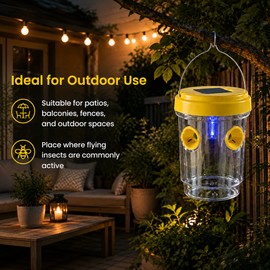 Solar Outdoor Wasp Trap for Garden – Reusable Hanging Insect Catcher with Solar Light Design for Yard, Patio and Outdoor Spaces