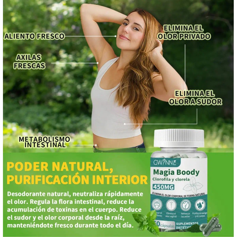 Gwynne Boody Magic Tabletas Clorofila Natural Olor Corporal Femenino Contiene