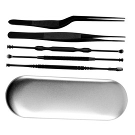 TOVINANNA Set of 6 Ear Cleaning Tools Stainless Steel Ear Picks Tweezers Double-Ended Safe for Home Travel Itch Relief Skid Handle Random Color