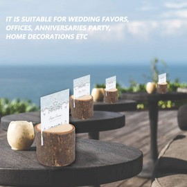 Place Card Holders, 20 Pcs Place Rustic Wooden Card Holders Table Number Stands for Name Tags Food Markers Party Wedding Table Name Card Holder Memo Photo Holder Card and 30 Pcs Kraft