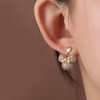 Kokoma Cute Dangle Mouse Stud Earrings 14K Gold Plated Rhinestone