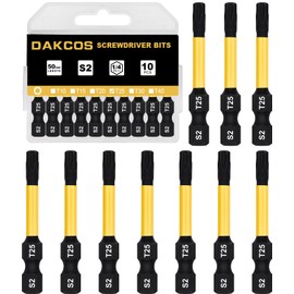 DAKCOS T25 Torx Bit, Impact Driver Bits, 1/4" Screwdriver Bit Sets, 10PCS Premium S2 Alloy Steel Bits, 50mm Long