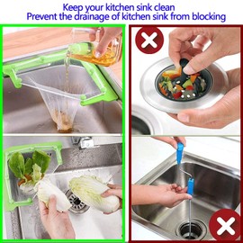 Kitchen Sink Triangle Tri-Holder Filter, Kitchen Sink Strainer, Sink Drain Strainer, with a Triangular Green Rack and 100PCS Large Size Filtering Mesh Bags for Kitchen Leftover