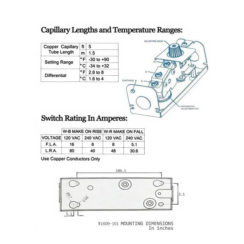 W1609-101 Refrigeration Thermostat Temperature, Walk in Cooler Temperature Control Replace