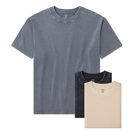 MIDMX 3-Pack Heavyweight Cotton Oversized T-Shirts for Men Women Acid-Washed Unisex Streetwear Short Sleeve Tees