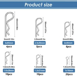 Sandphyrre Cotter Pins Assortment Kit, 304 Stainless Steel 12 Sizes R Clips and Split Pins, Spring clips for Hitch Pin Lock Systems