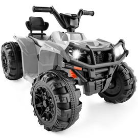 Best Choice Products 12V Kids Ride-On Electric ATV, 4-Wheeler Quad Car Toy w/Bluetooth Audio, 2.4mph Max Speed, Treaded Tires, LED Headlights, Radio - Gray