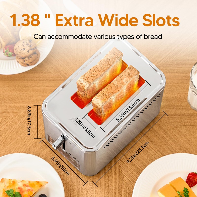 ® Touch Screen Toaster 2 Slice,Smart Toaster with Digital Timer,