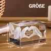 ERWEI 3D Crystal Decoration, Engraved Heart Shaped by Two Hands