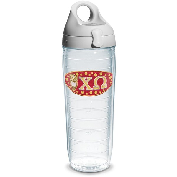 Tervis Chi Omega Sorority Water Bottle with Lid, 24 oz, Clear -