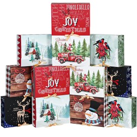 Xylitic 12 Pack Christmas Gift Boxes, 12x9.8x3.1Inches,Christmas Boxes for Gifts with Lids，Ideal for Holiday Gift Wrapping and Christmas Presents